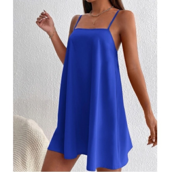 Petite blue  casual cami dress FEW PIECES LEFT - Picture 3 of 16
